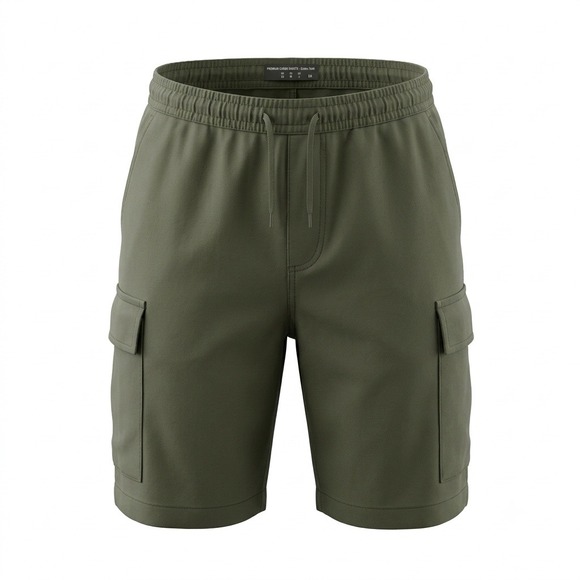 H&M Other - HM LOGG Mens Olive Green Linen Cotton Blend Cargo Shorts Size L Drawstring
